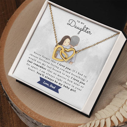 To My Daughter Never Forget Necklace Gift Set Interlocking Hearts Necklace