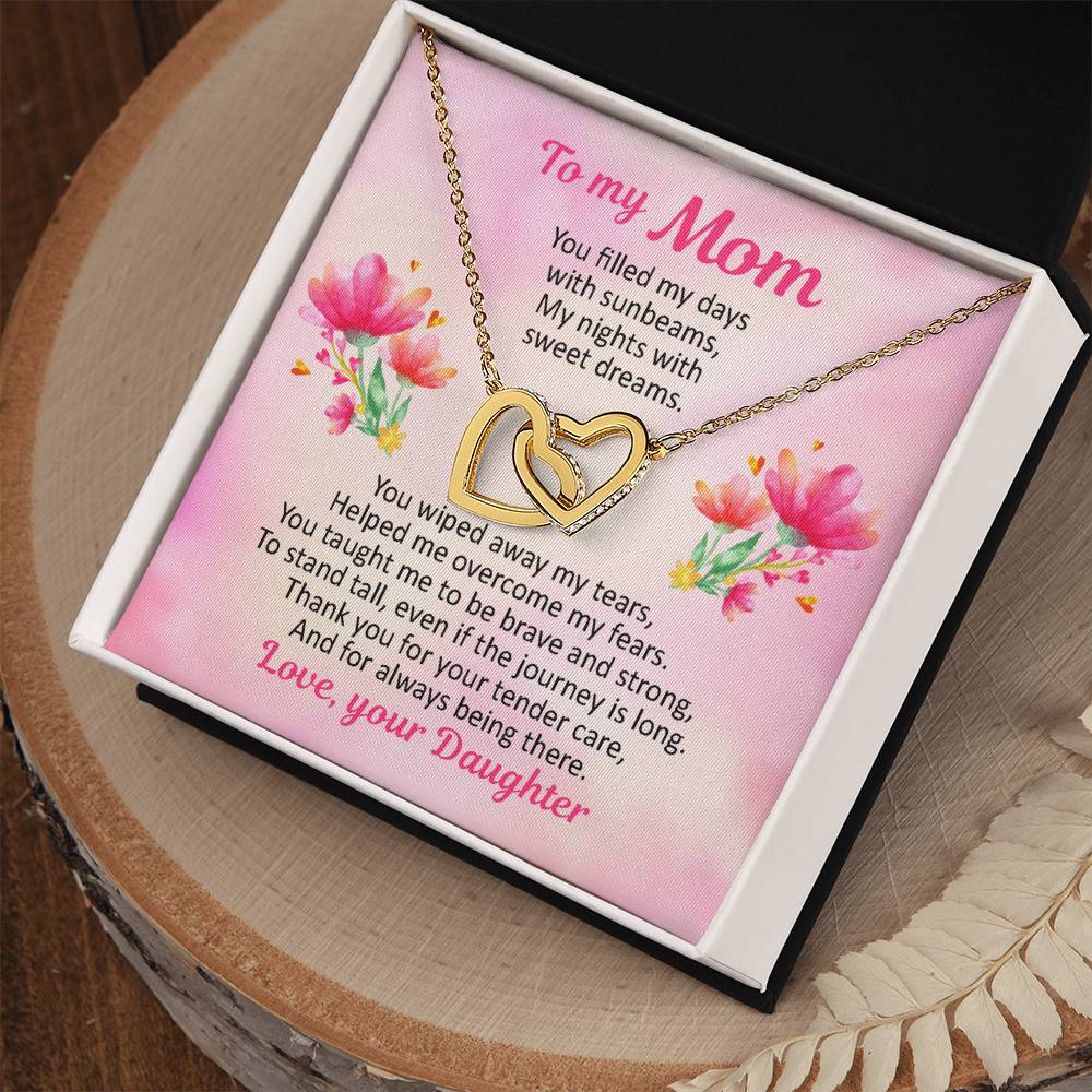 To My Mom - Sunbeams And Sweet Dreams - Necklace Interlocking Hearts Necklace