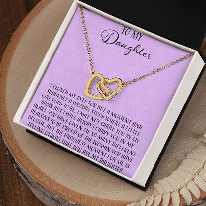 To My Daughter I Close My Eyes For A Moment - Purple Interlocking Hearts Necklace