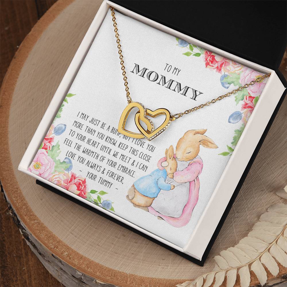To My Mommy - Expecting Mom Heart Necklace Interlocking Hearts Necklace