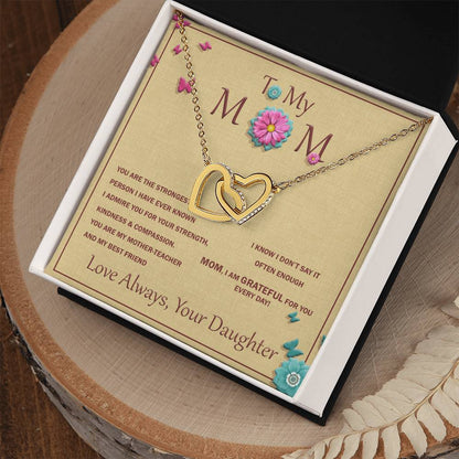Interlocking Heart Necklace For Mother With Message Card Interlocking Hearts Necklace