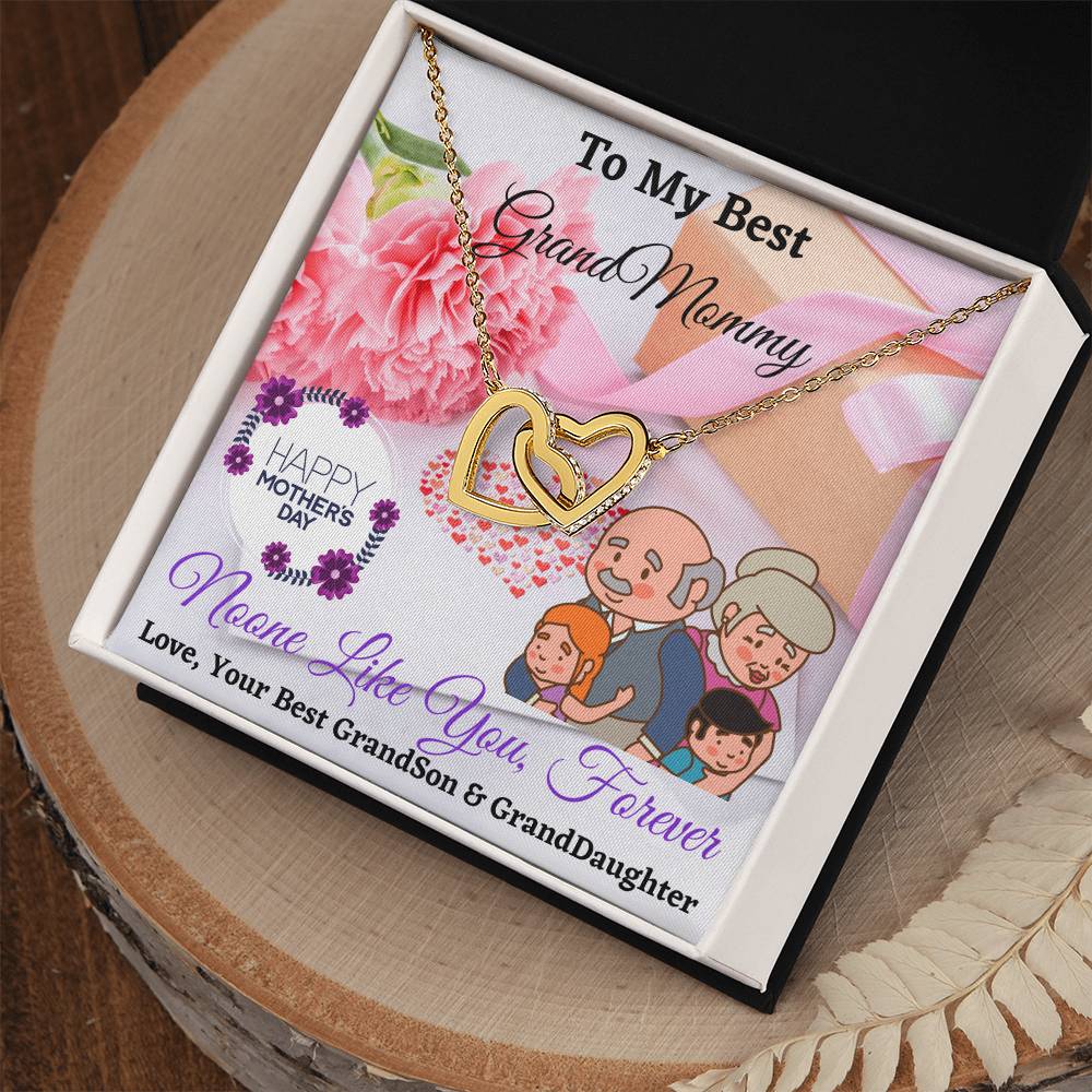 To My Best Grandmommy Interlocking Hearts Necklace