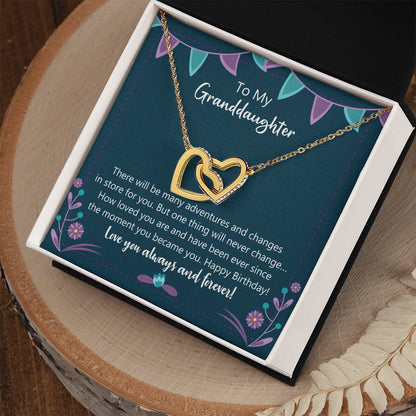 Happy Birthday My Granddaughter Interlocking Hearts Necklace