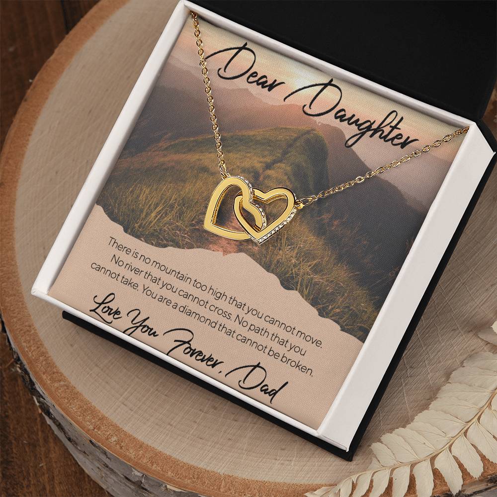 Dear Daughter - Love You Forever - Dad Interlocking Hearts Necklace