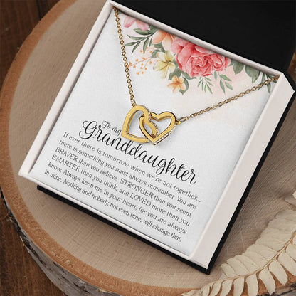 Gift For Granddaughter - To My Beautiful Granddaughter - Double Hearts Necklace - I Love You Interlocking Hearts Necklace