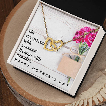 Happy Mother'S Day Double Heart Necklace Interlocking Hearts Necklace
