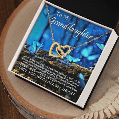 To My Granddaughter - Love You With All My Heart - Necklace Interlocking Hearts Necklace
