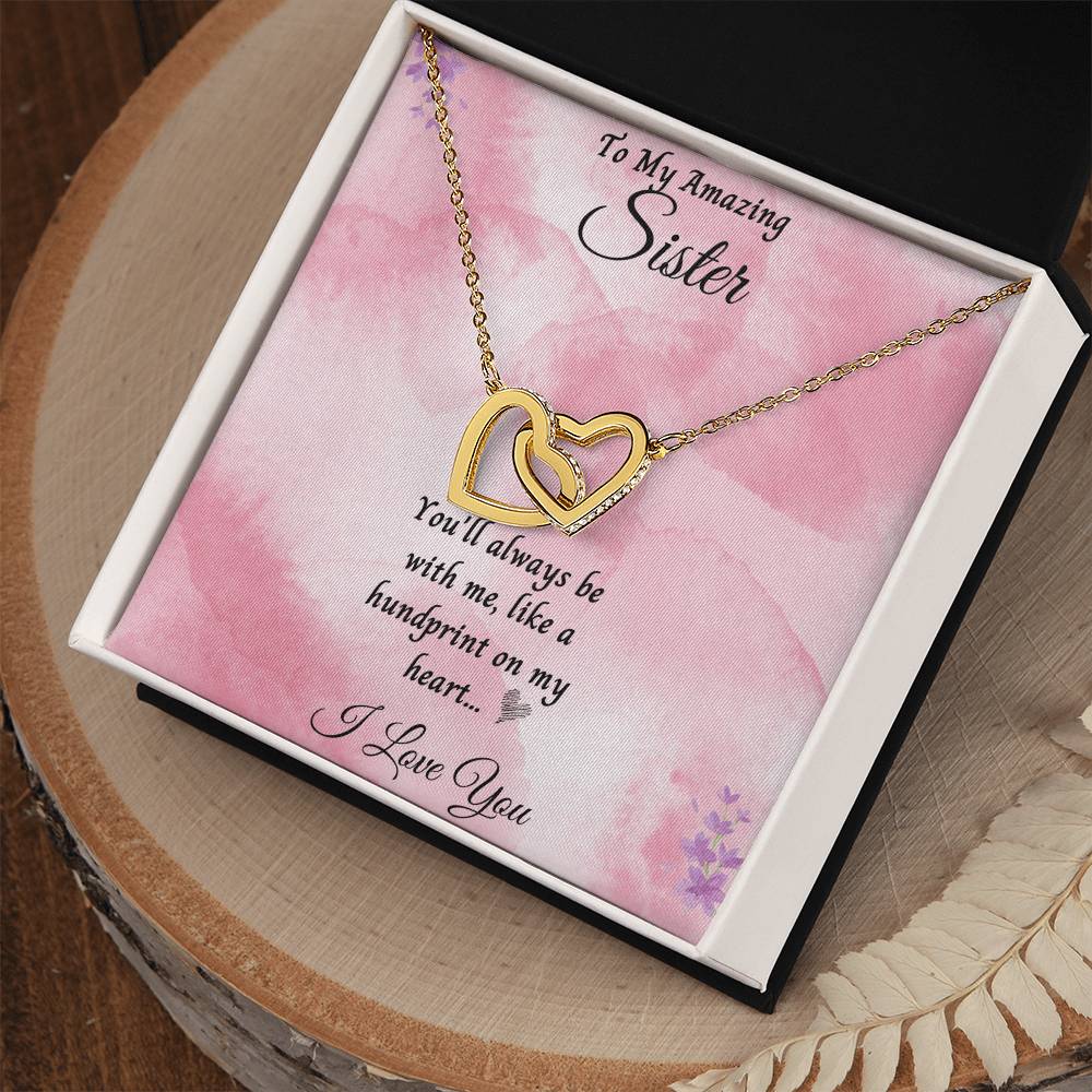 To My Amazing Sister Interlocking Hearts Necklace