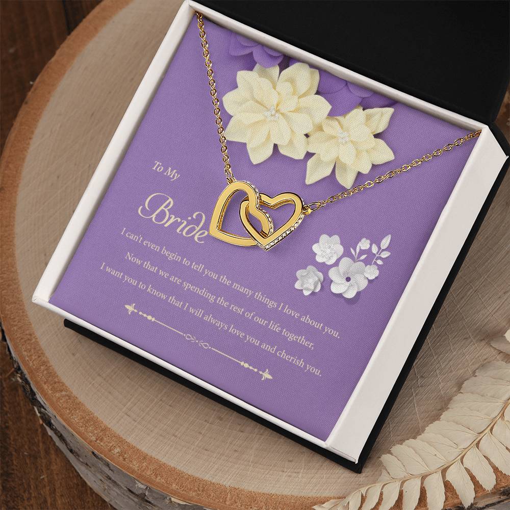 To My Bride - I Can'T Even Begin To Tell You Interlocking Hearts Necklace