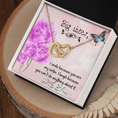 Gift For Big Sister Two Hearts Embellished Jewelry Interlocking Hearts Necklace