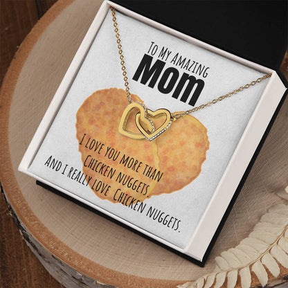 I Love You More Than Chicken Nuggets Interlocking Hearts Necklace
