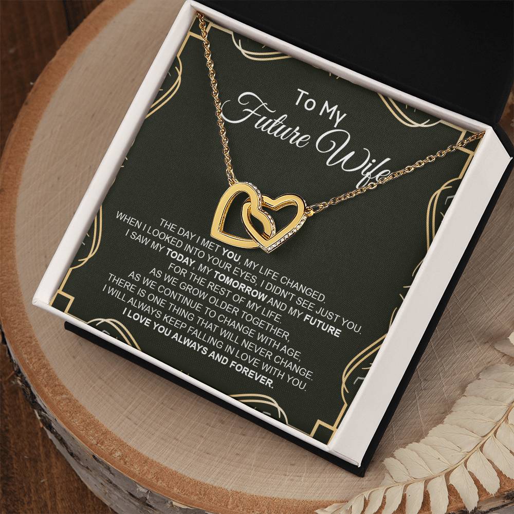 To My Future Wife - Luxurious Necklace Interlocking Hearts Necklace