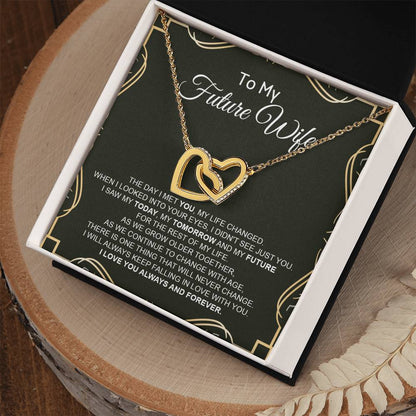 To My Future Wife - Luxurious Necklace Interlocking Hearts Necklace