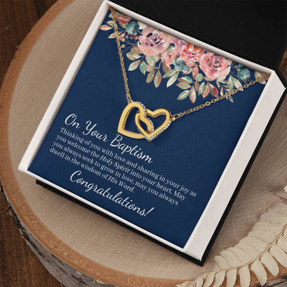 On Your Baptism Congratulations Interlocked Hearts Necklace Interlocking Hearts Necklace