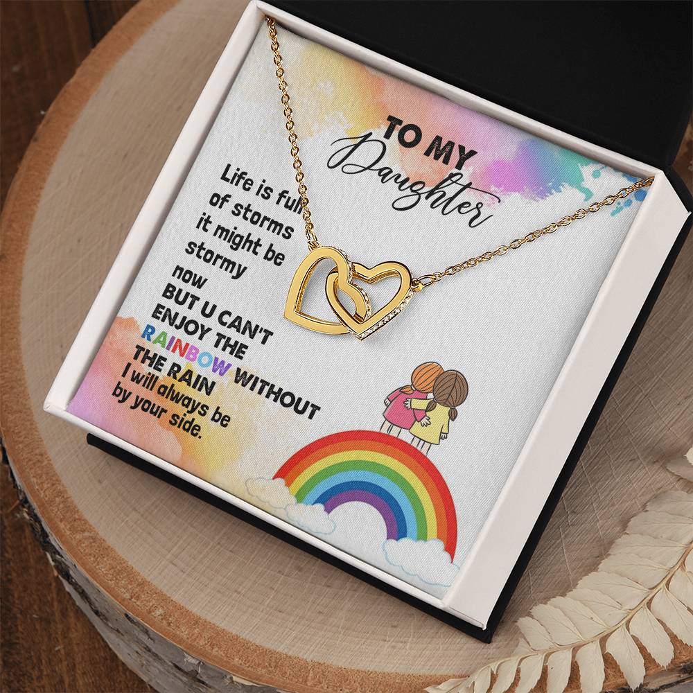 To My Daughter Necklace From Mother Life Is Full Of Storm Interlocking Hearts Necklace