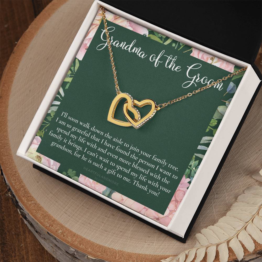 Grandmother Of The Groom Gift Necklace Grandma Wedding Gift Nana Bridal Shower Rehearsal Dinner Thank You Gift Interlocking Hearts Necklace