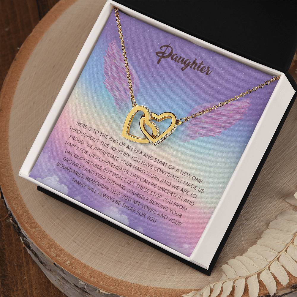 Wings To My Daughter Interlocking Hearts Necklace