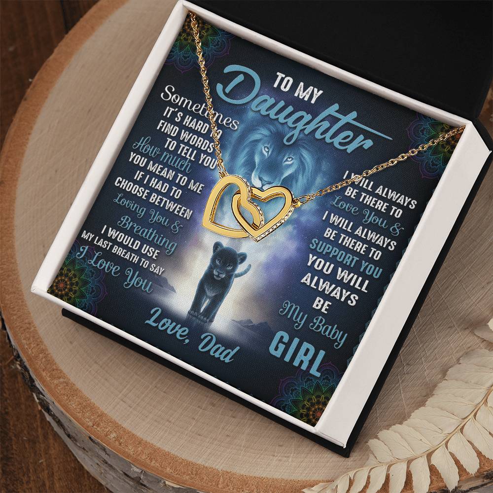 To My Daughter Necklace You Will Always Be My Baby Girl Daughter Gift From Dad Daughters Birthday Grown Up Daughter Interlocking Hearts Necklace