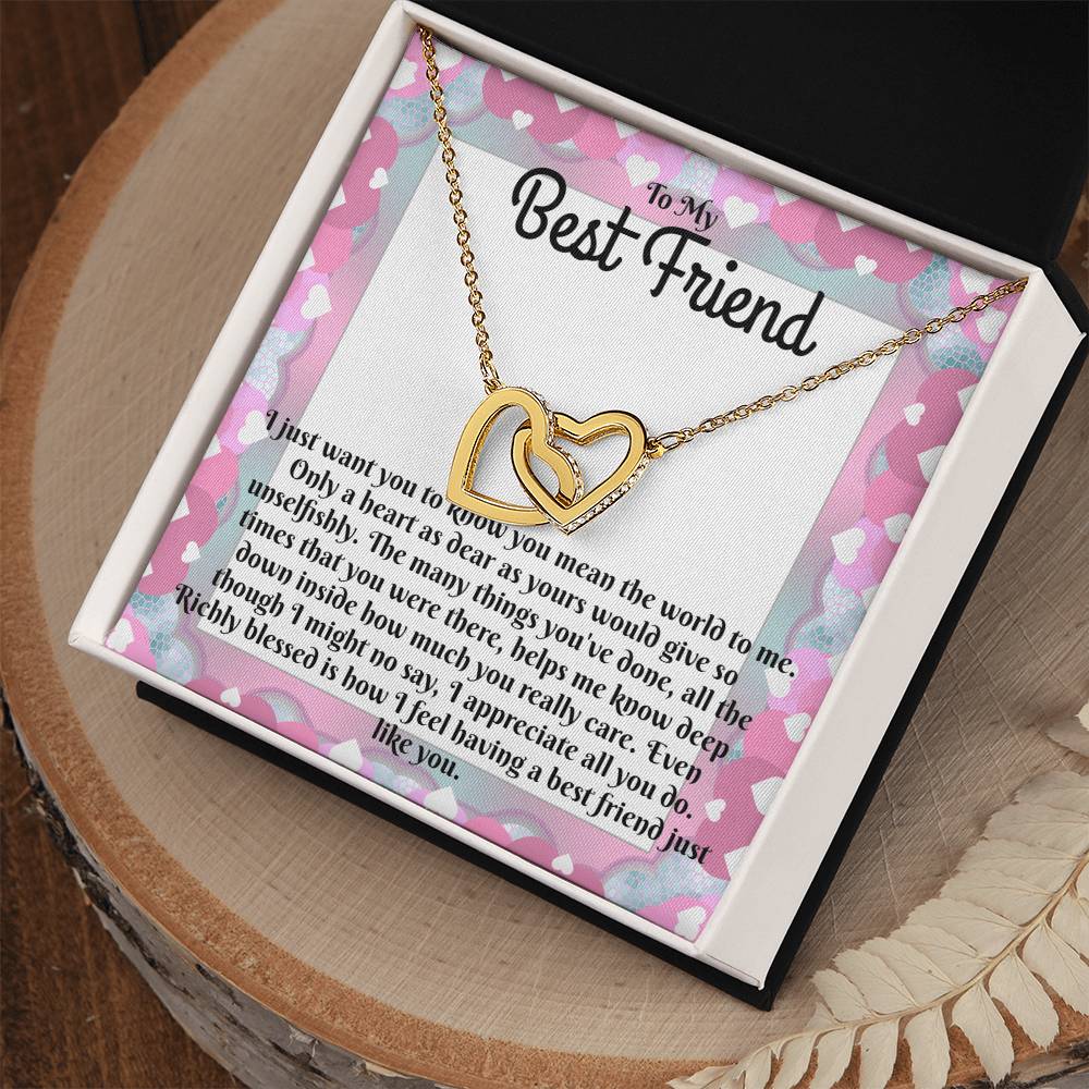 To My Best Friend - Sparkling Interlocking Hearts Necklace