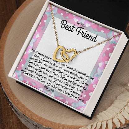 To My Best Friend - Sparkling Interlocking Hearts Necklace