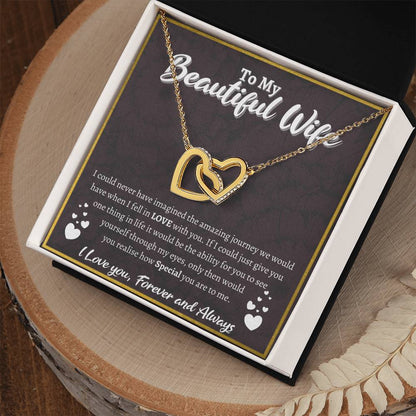 To My Beautiful Wife Interlocked Love Necklace Interlocking Hearts Necklace