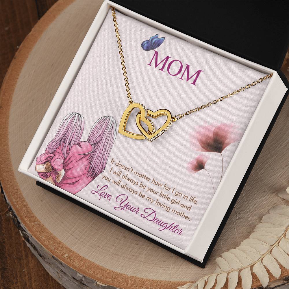 Mom - I Will Always Be Your Little Girl Interlocking Heart Necklace Interlocking Hearts Necklace