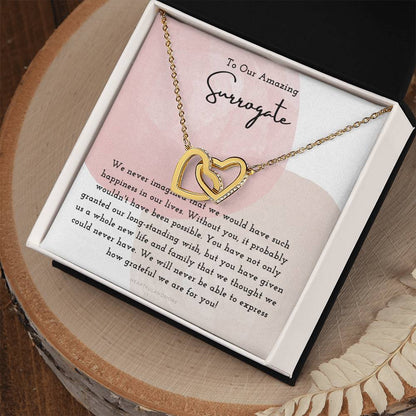 Surrogate Appreciation Gift Surrogate Gift Surrogate Gift With Message Card Surrogate Transfer Day Thank You Gift Interlocking Hearts Necklace
