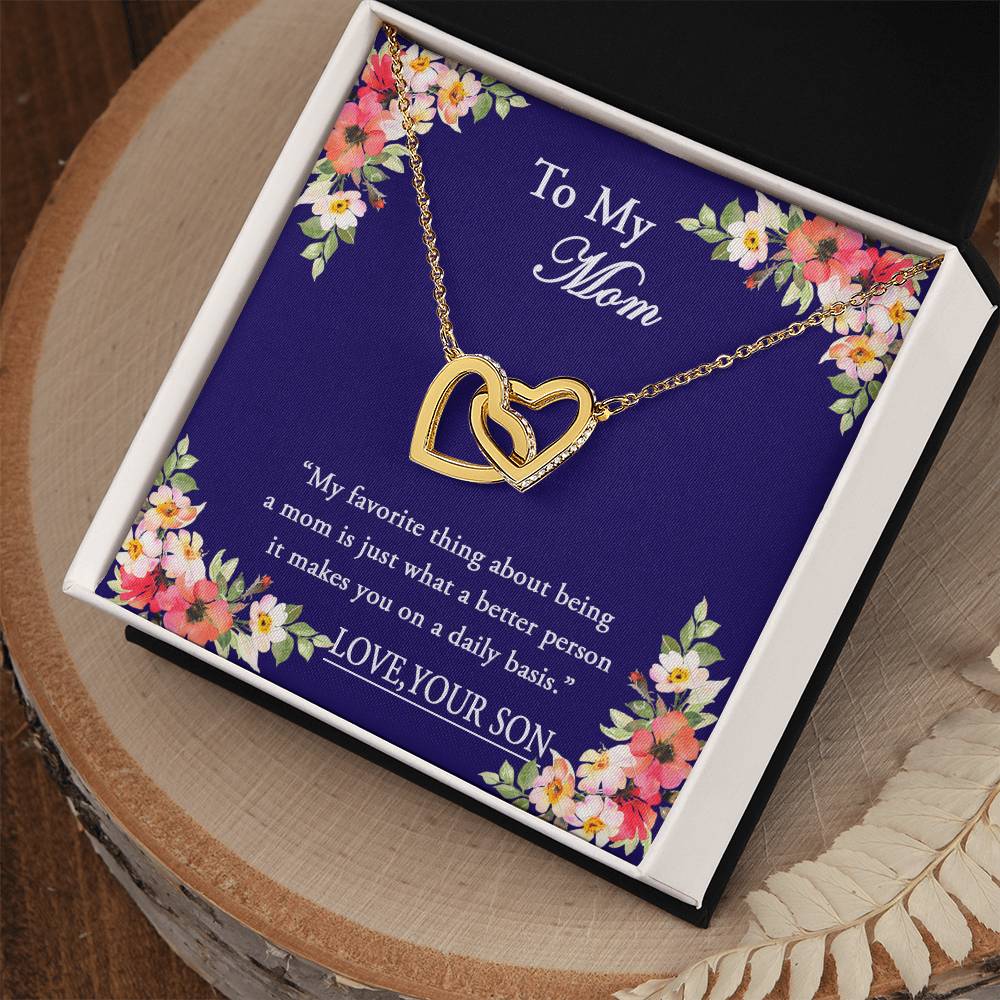 To My Mom I Will Always Be There Dragonfly Necklace Gift For Mom From Son Birthday Mother'S Day Christmas Present Interlocking Hearts Necklace