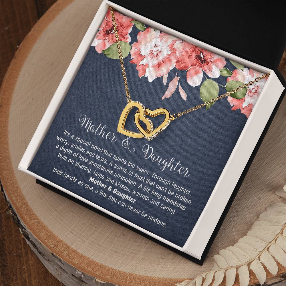 Mother & Daughter - Special Bond That Spans The Years. Interlocking Hearts Necklace