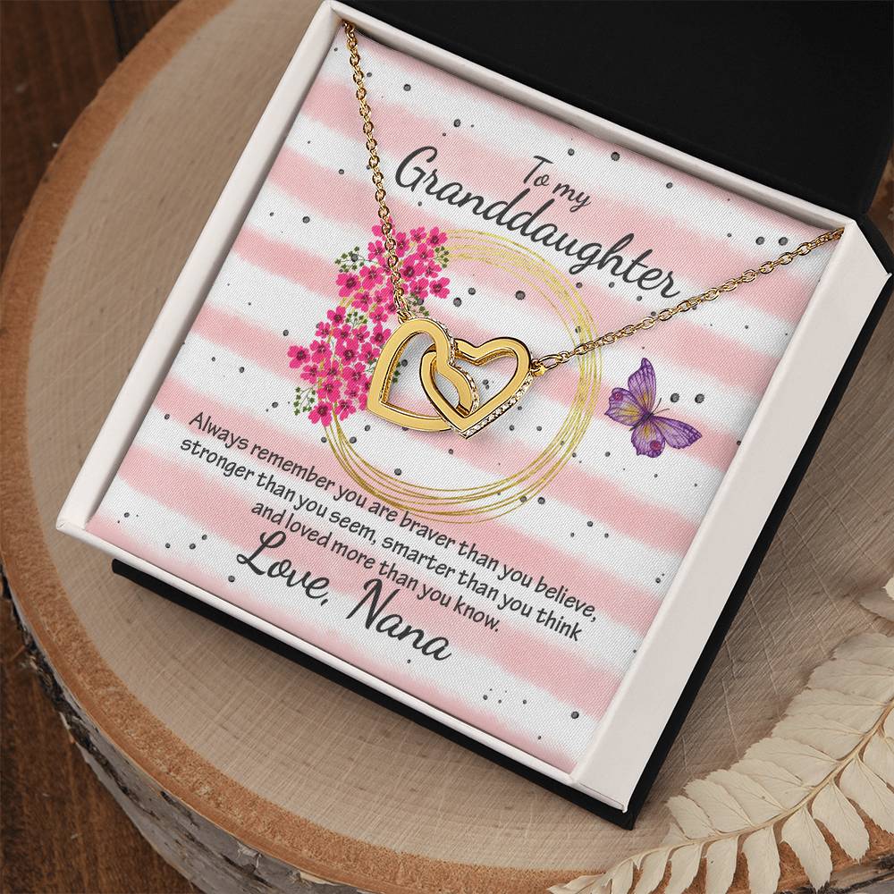 Interlocking Heart Necklace - From Nana To My Granddaughter Interlocking Hearts Necklace