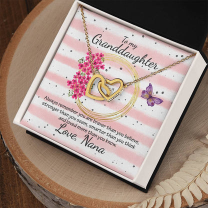 Interlocking Heart Necklace - From Nana To My Granddaughter Interlocking Hearts Necklace