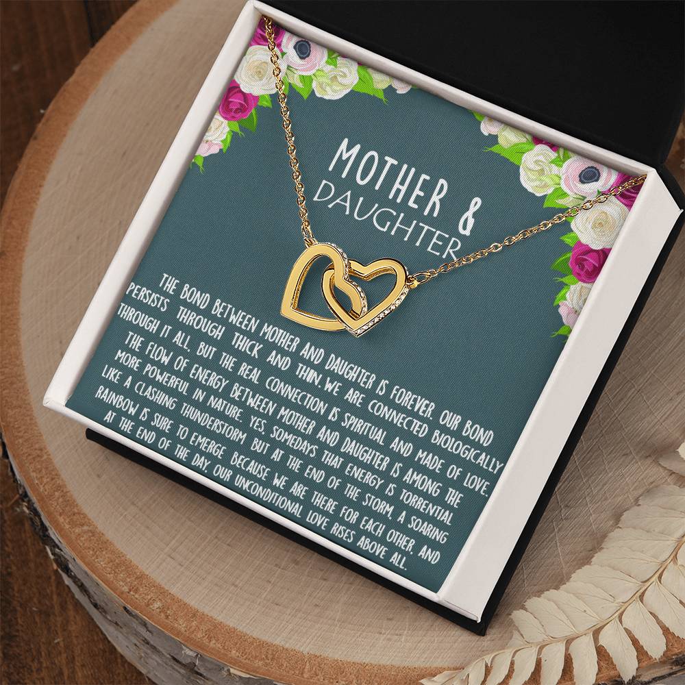 Bond Between Mother & Daughter Two Hearts Necklace Interlocking Hearts Necklace