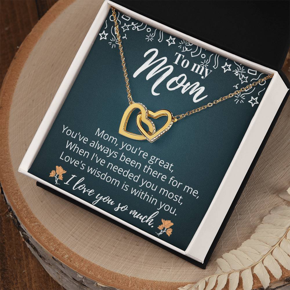 Mother'S Day Gift- Forever Together Love - Never-Ending Love Cubic Zirconia Stones Interlocking Hearts Necklace