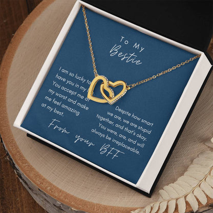 Lucky To Have Friend Necklace Interlocking Hearts Necklace
