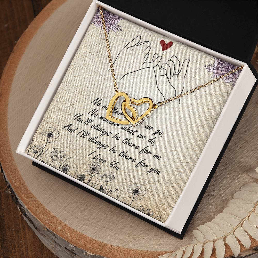No Matter Interlocking Hearts Necklace Message Card