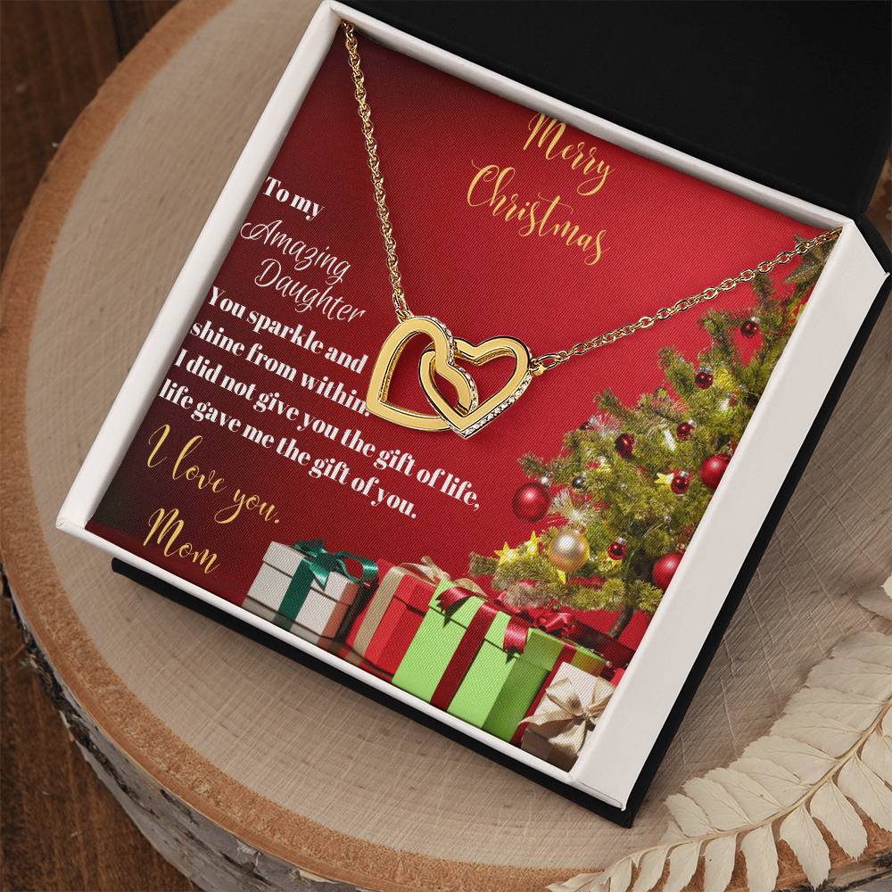 To My Amazing Daughter From Mom Interlocking Hearts Necklace