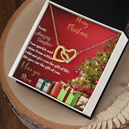 To My Amazing Daughter From Mom Interlocking Hearts Necklace