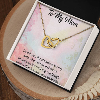 To My Mom Interlocking Hearts Necklace Message Card