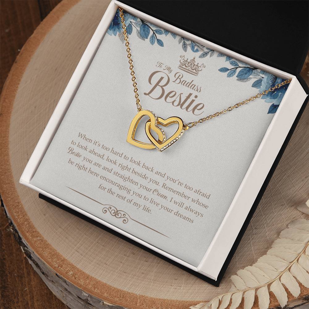 To My Badass Bestie Necklace Gift For Bestfriend Interlocking Hearts Necklace