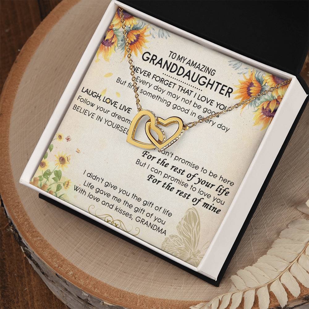 To My Amazing Granddaughter Interlocking Hearts Necklace Message Card