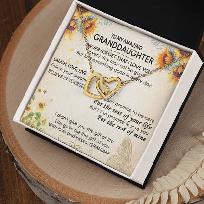 To My Amazing Granddaughter Interlocking Hearts Necklace Message Card