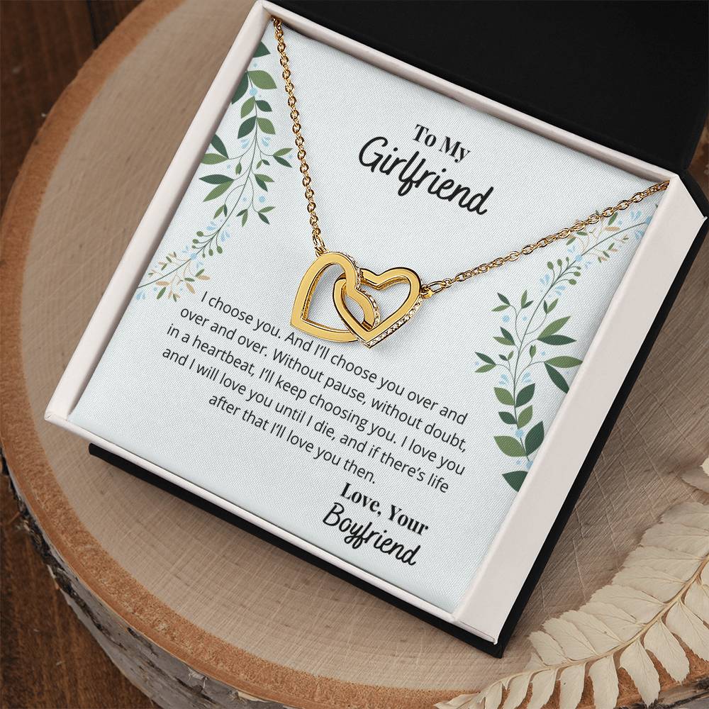 To My Girlfriend - I'Ll Always Love You Necklace Interlocking Hearts Necklace