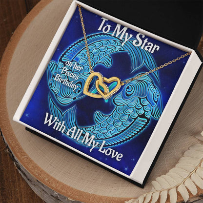 Pisces Necklace Zodiac Pisces Star Sign Gift Zodiac Gift For Women Wife Birthday Gift Interlocking Hearts Necklace