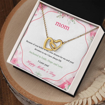 Happy Mothers Day Interlocking Hearts Necklace