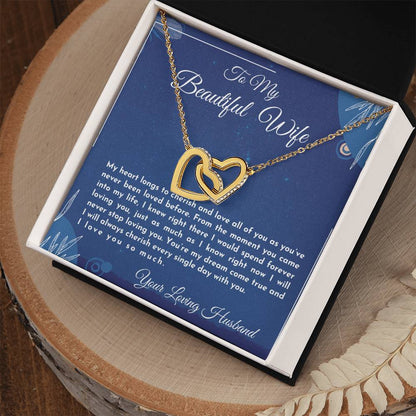 Gift For Wife My Heart Longs To Cherish And Love Interlocking Hearts Necklace
