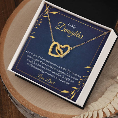 To My Daughter - I Am So Proud Of The Person You Are Today - Necklace Interlocking Hearts Necklace