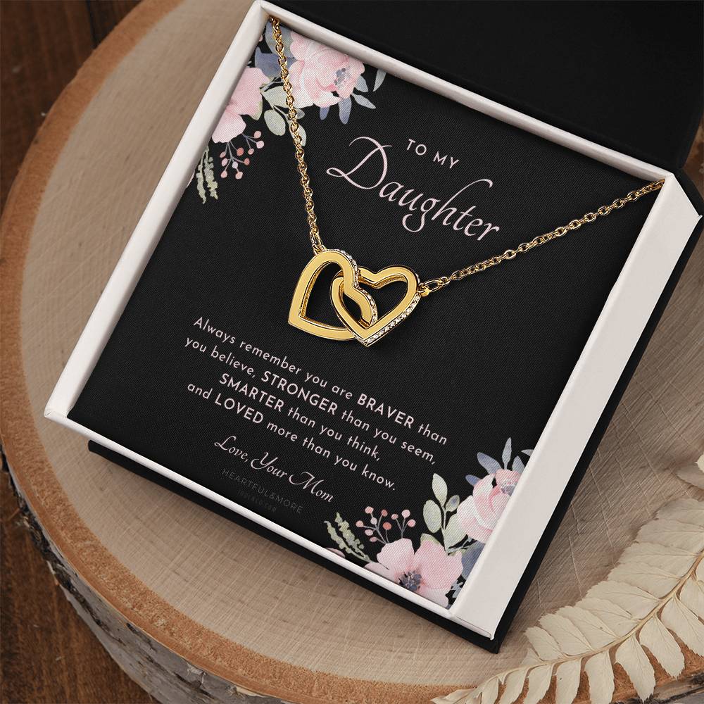 To My Daughter Always Remember Gift For Daughter From Mom Daughter Birthday Graduation Christmas Present Interlocking Hearts Necklace