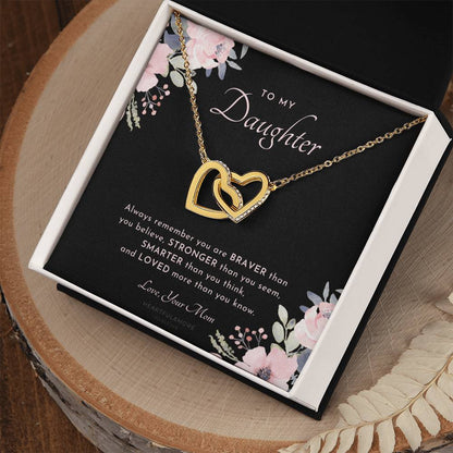 To My Daughter Always Remember Gift For Daughter From Mom Daughter Birthday Graduation Christmas Present Interlocking Hearts Necklace