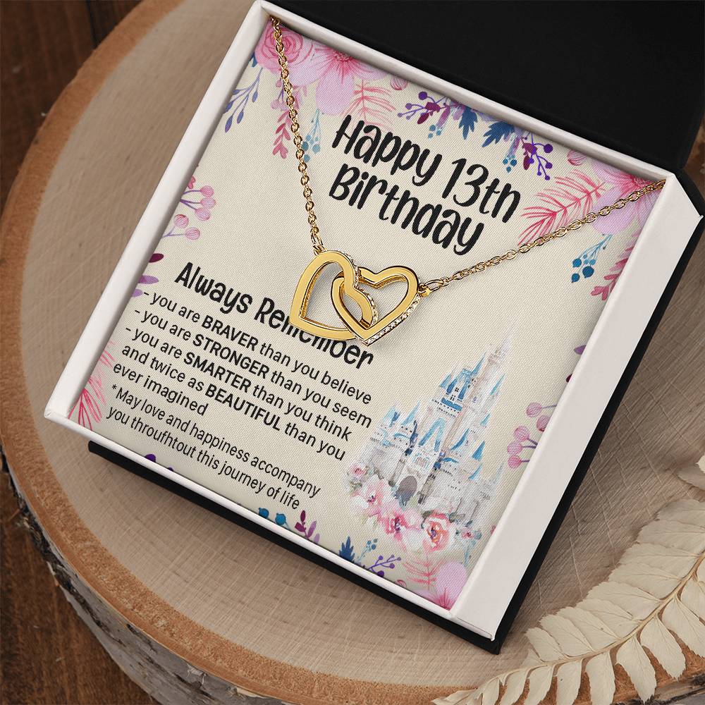 Happy 13Th Birthday Gift For Daughter Gift For 13 Years Old Birthday Teen Girl Daughter Necklace Gift Interlocking Hearts Necklace