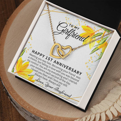 1St Anniversary Gift For Girlfriend Personalized Anniversary Gift One Year Anniversary Gifts 1 Year Anniversary Gift For Girlfriend Interlocking Hearts Necklace